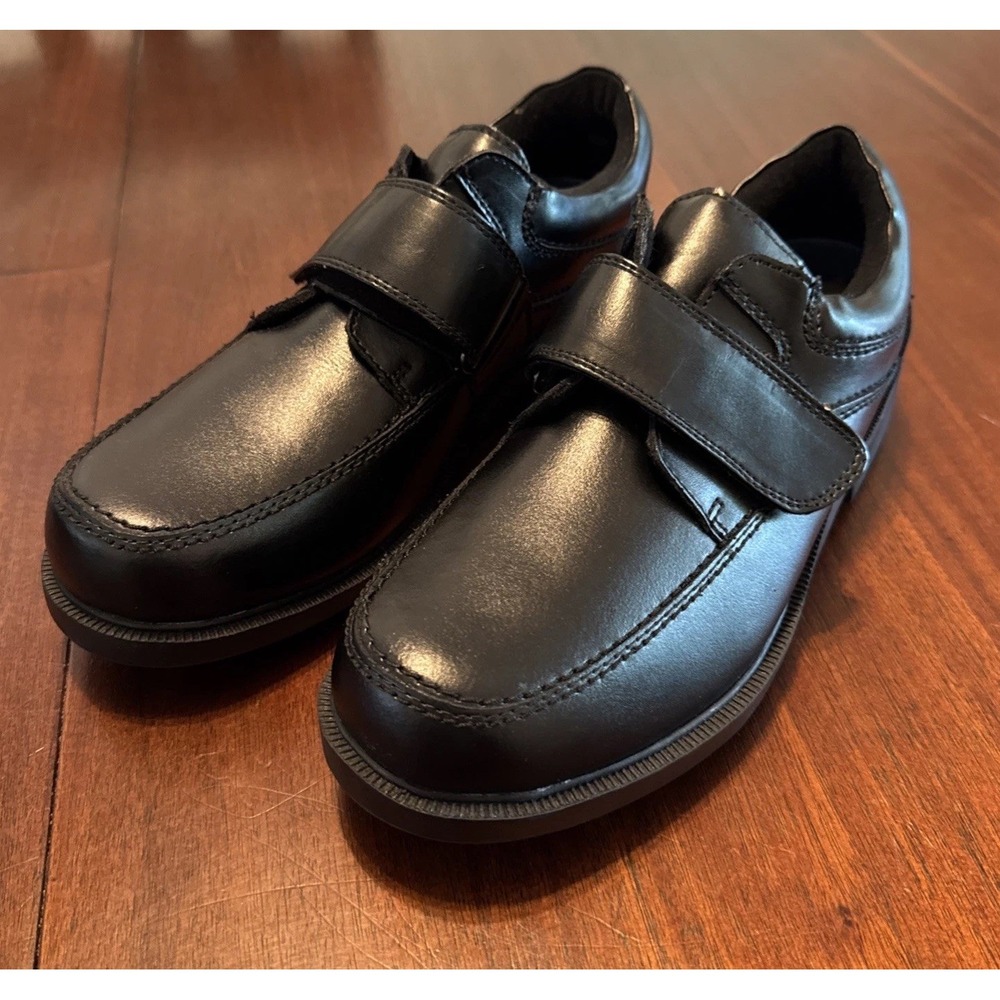 Dr Scholls 478-1C Mens 10 D Black Leather Hook Loop Comfort Walking Shoes